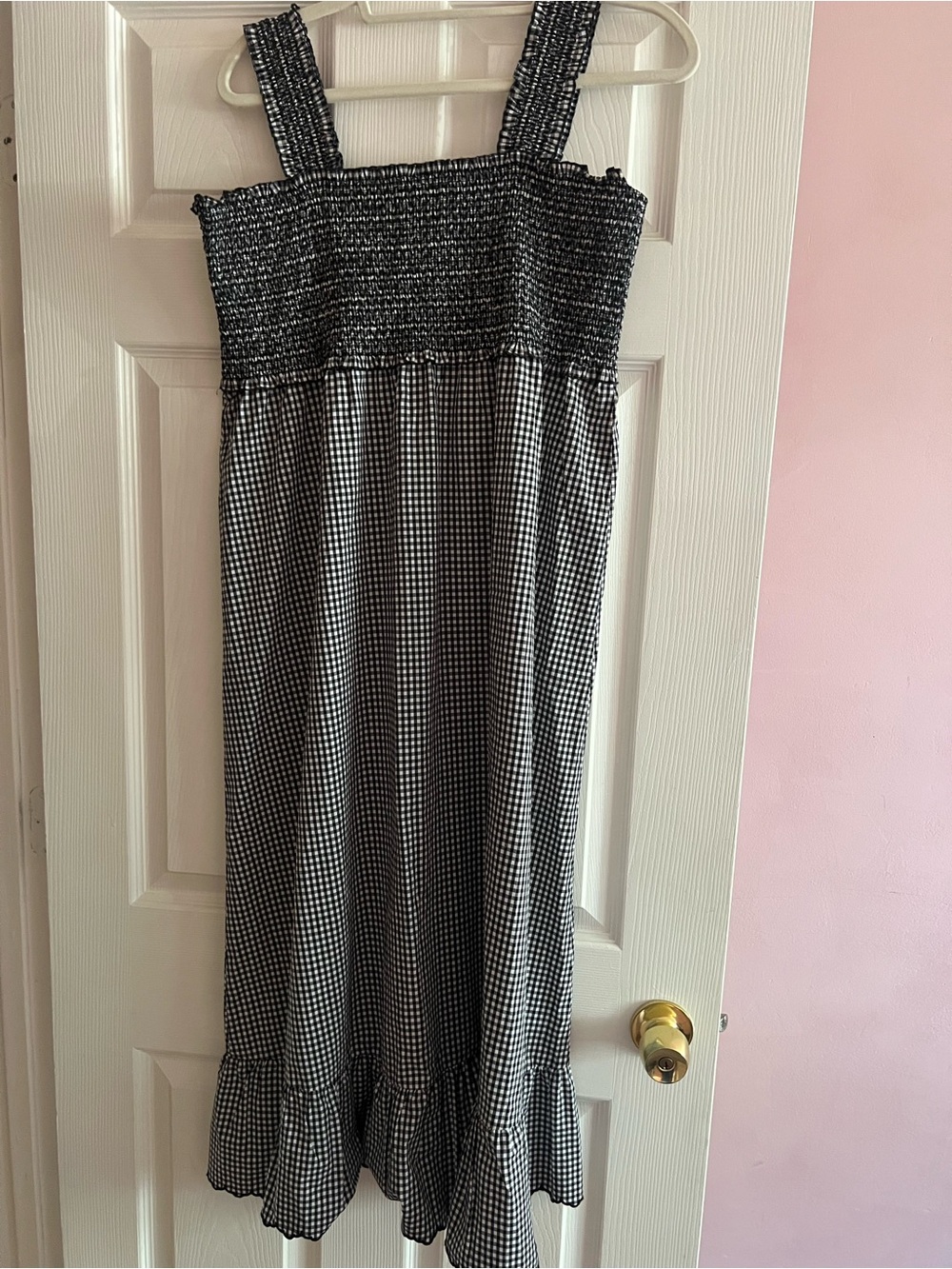 Rails Black & White Gingham Smocked Maxi Dress